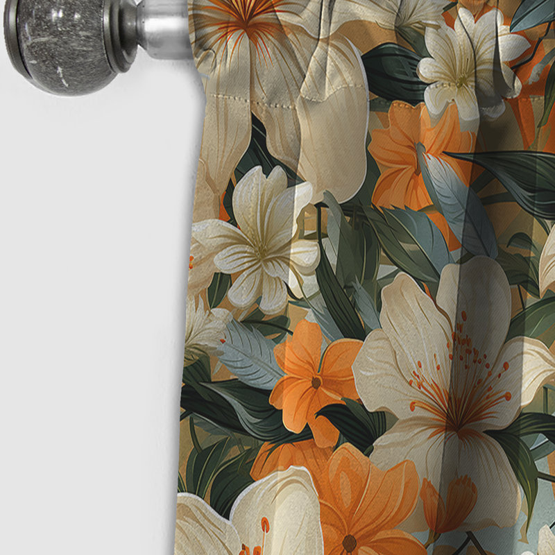Papaya Dreams Tropical Motif II - Rideau floral - Rideau occultant floral - 1 panneau, L 52 po x L 108 po