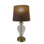 Lampe de table en laiton laiton avec abat-jour brun