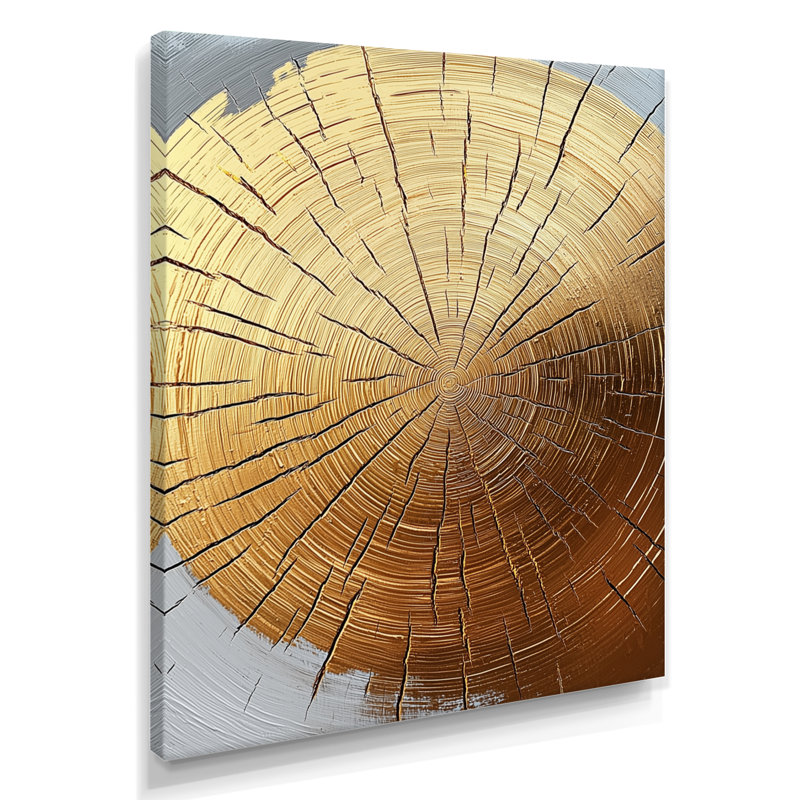 «Golden Wood Slide Roots Of Serenity III - Trees», art mural, H 44 po x l 34 po, Toile tendue, Ne s’applique pas