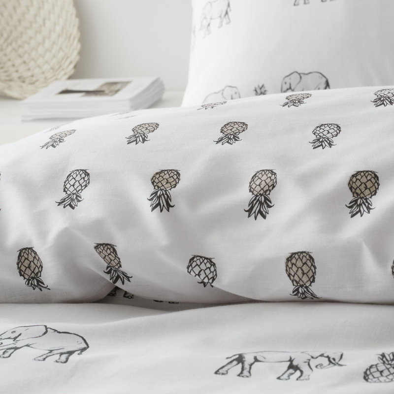 Pineapple Elephant Tembo Cotton Duvet Cover Set, Single Duvet Cover + 1 Standard Pillowcase