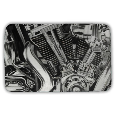 Mechanism of a motorcycle Bath Mat with Non-Slip Backing - Quick Dry Memory Foam Bathroom Rug - Absorbent - Modern Plush Spa-Style - Machine Washable