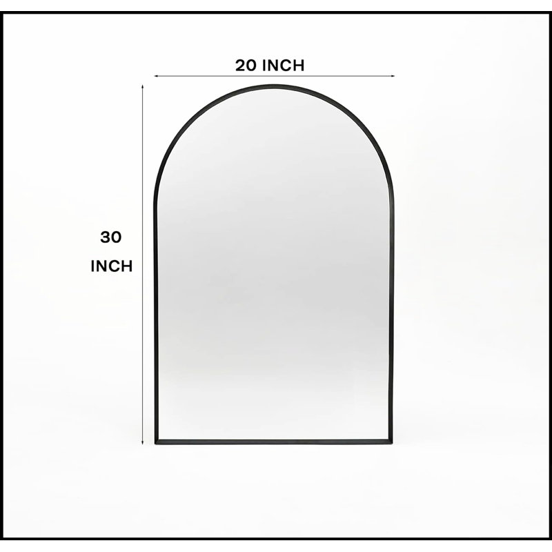 Miroir de salle de bain arqué en métal pour mur avec verre HD et cadre antirouille