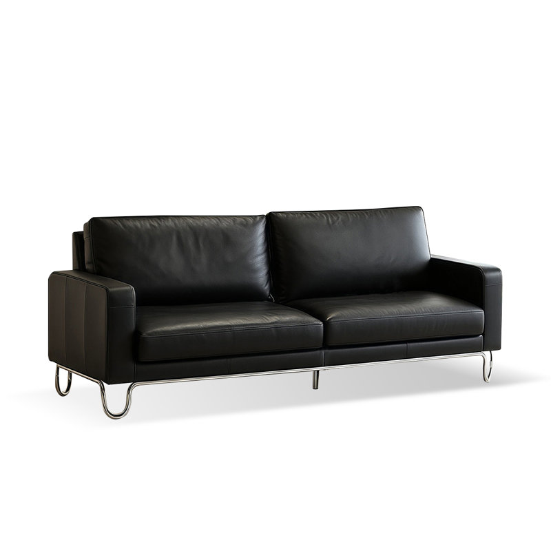 Causeuse-coussin standard en cuir véritable noir