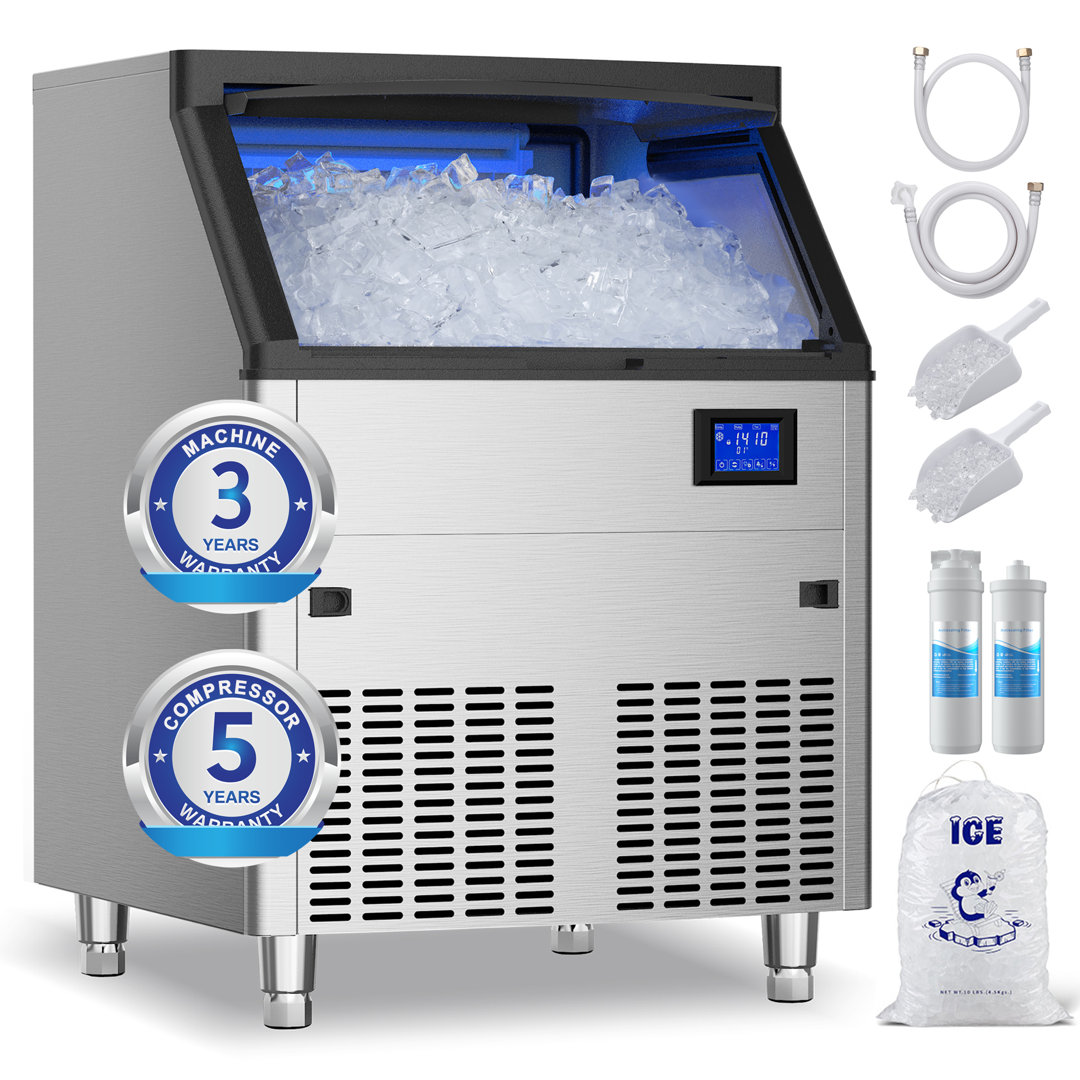 Coolake 320 Lb. Daily Production Cube Clear Ice Freestanding Ice Maker Coolake