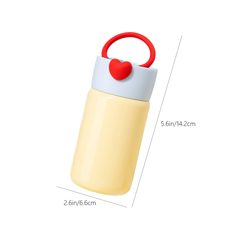 Bouteille d'eau compacte avec gobelet isotherme de style coréen pour les hommes et les femmes, Jaune