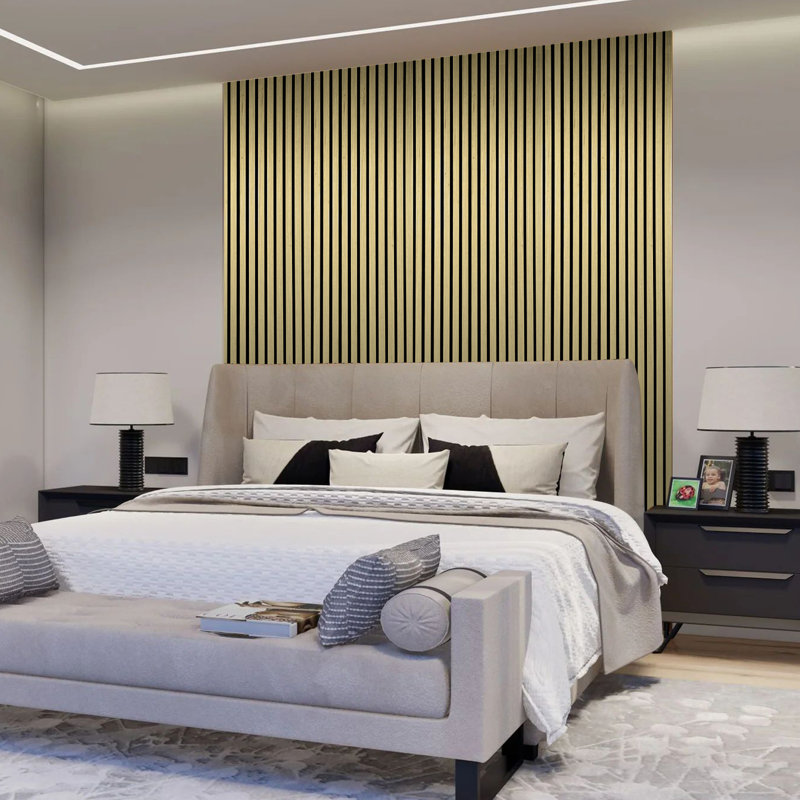  Acoustic Wood Wall Paneling, Decorative Soundproof Panels for Walls and Ceilings, 3D Slat Wood Wall Panels, Natural