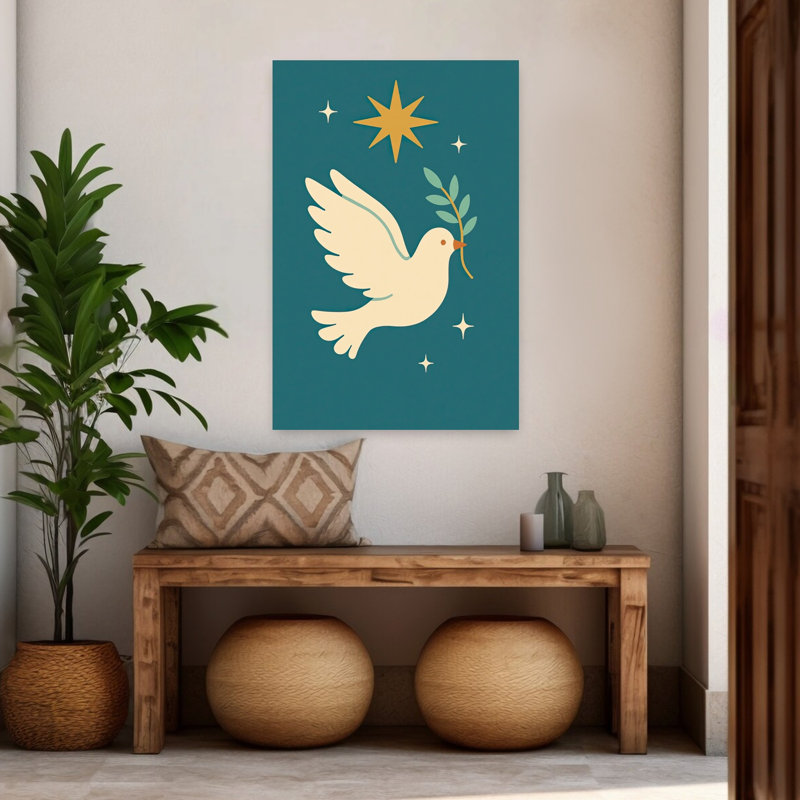 «Doveofp Peace Peaceful Serene Abstract Bird Landscape Nature», reproduction d'art murale, 48" H x 32" W