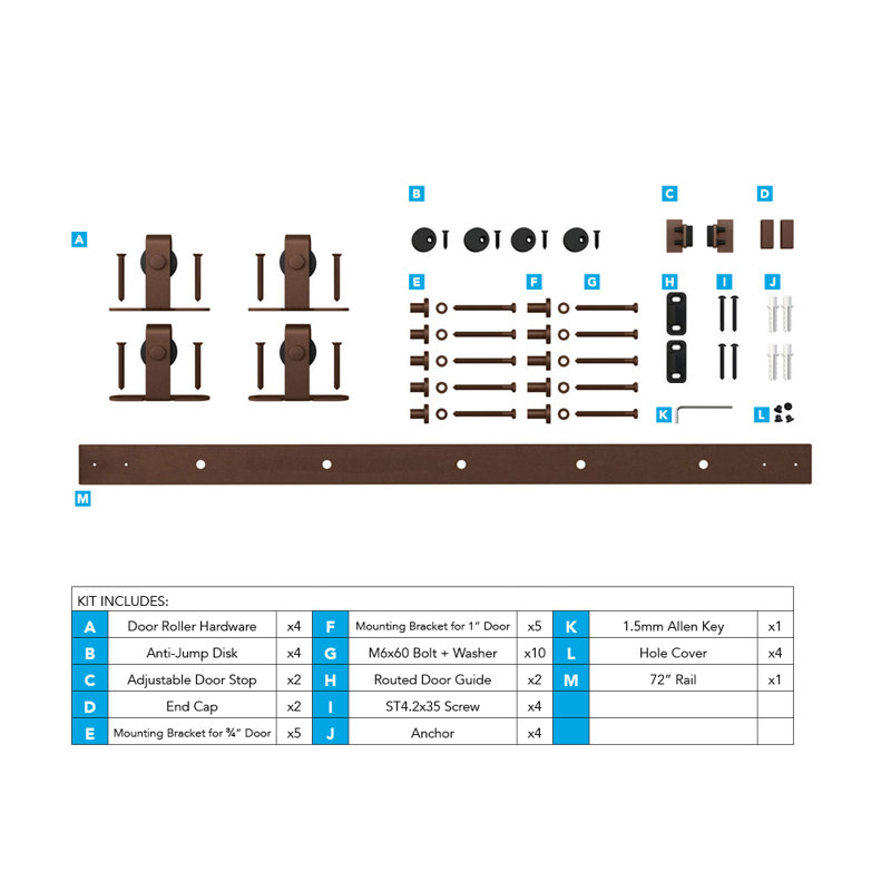 Oil Rubbed Bronze Mini Sliding Barn Door Hardware Kit