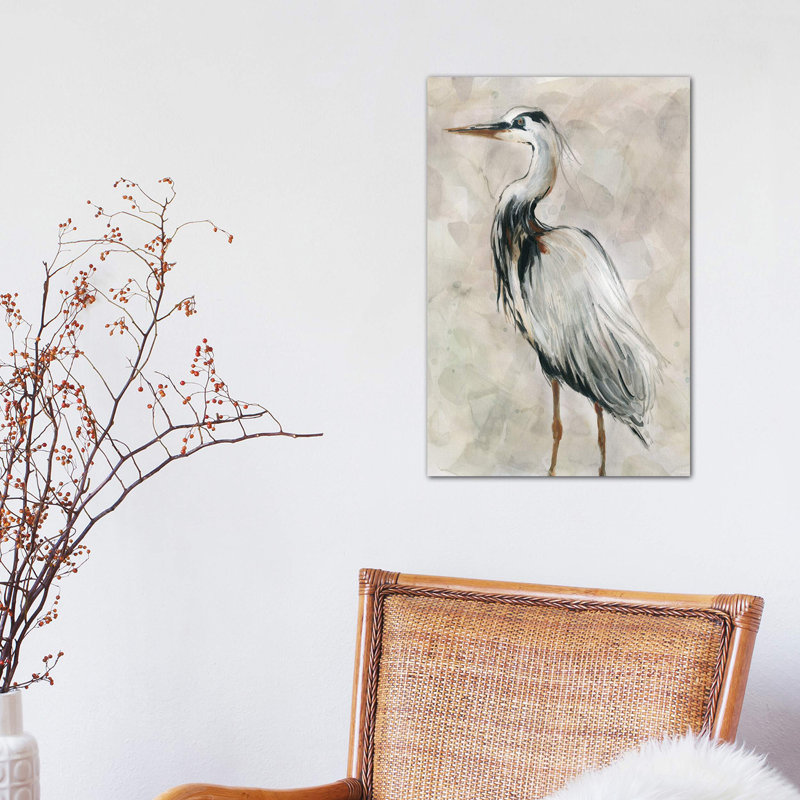 Crane at Dusk II 1 Piece Painting on Canvas, 20.32 cm H x 30.48 cm W, No Frame
