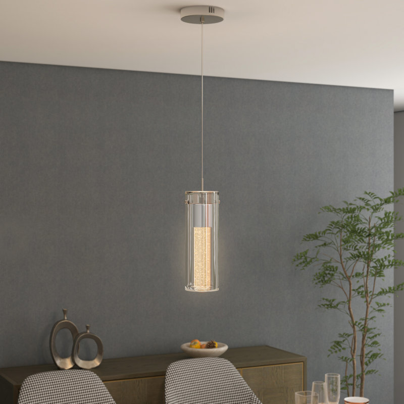 Mincey 1 - Light Silver LED Single Pendant, Chrome