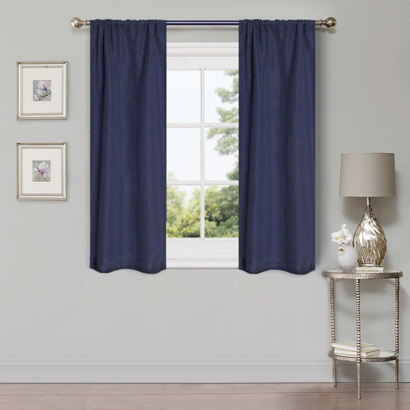 Panneau de rideau obscurcissant 100% polyester, L 26 po x L 63 po, Marine