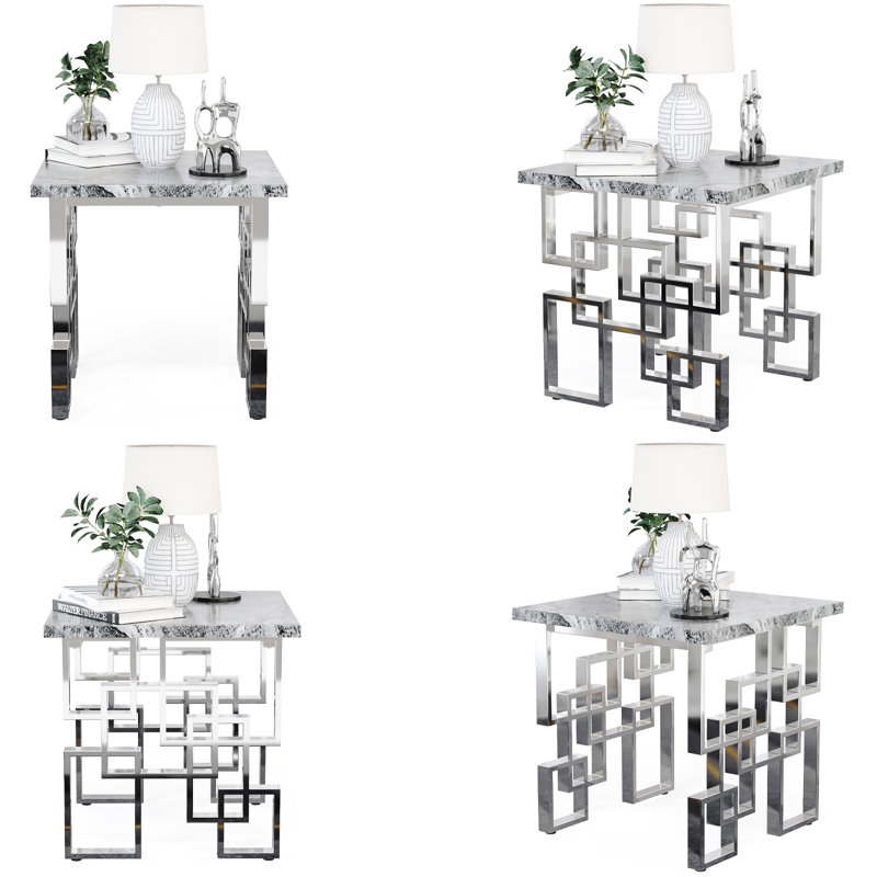 Grey And Silver End Table Set Of 4