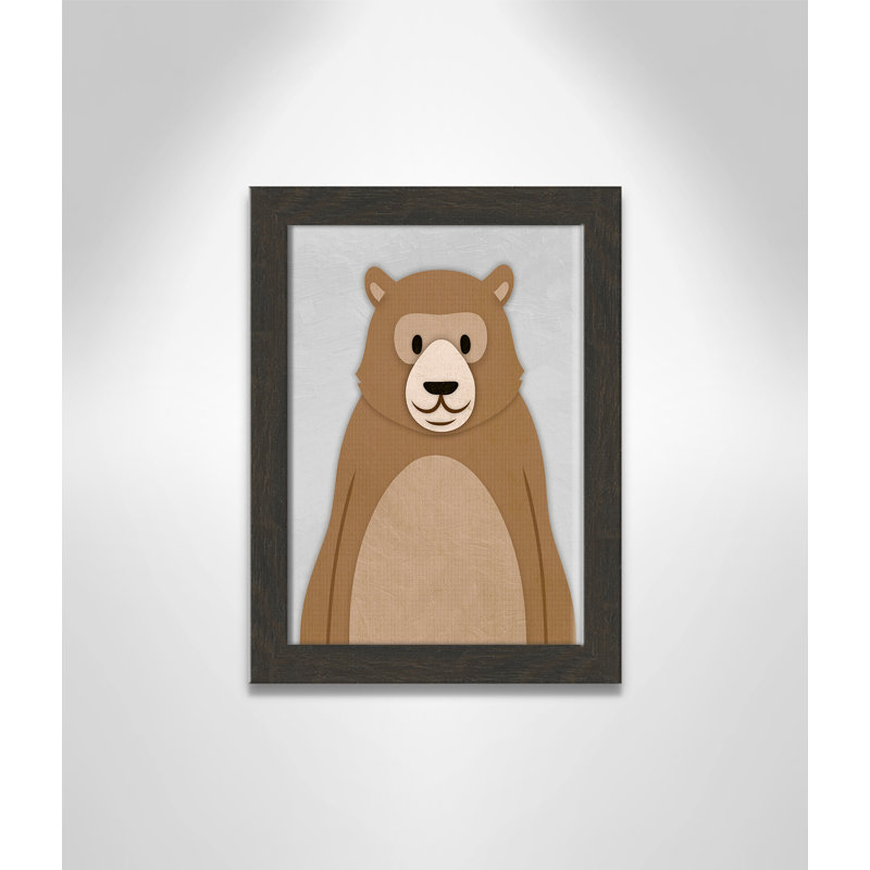 Adhésif décoratif Cheery Bear, H 14 po x l 10 po x P 0,6 po, Cadre plat à grain de bois noir