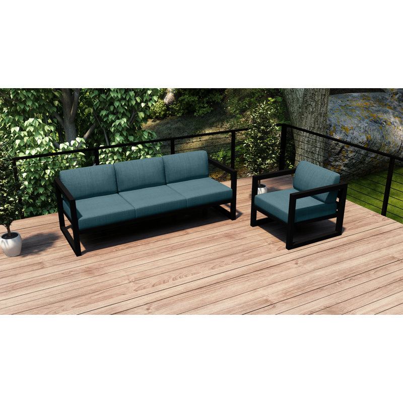 Avion 2 Piece Sofa Set, Canvas Charcoal Sunbrella® Canvas, Black