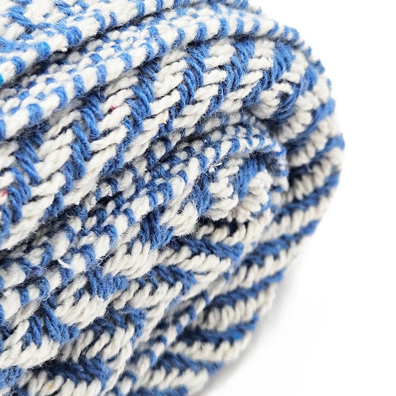 Set of 2 Blue and White Recycled Cotton Throw Blankets with Tassels