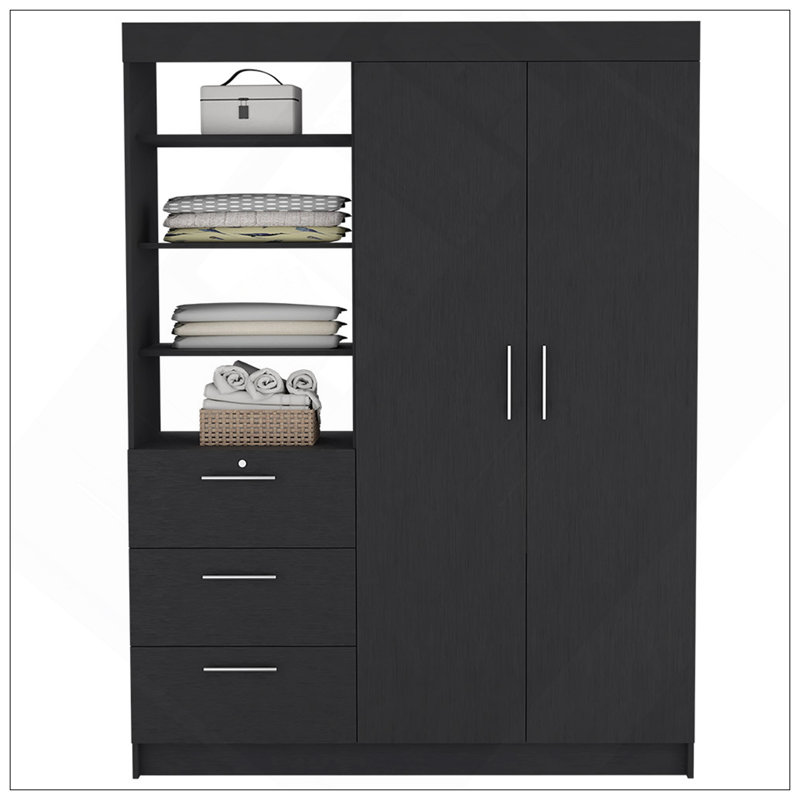 Armoire Rumanu, chambre à coucher, noir, Noir