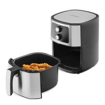 Cosmo 5,8 pte Friteuse électrique à air chaud avec contrôle de la température, plateau de friture antiadhésif, 1400W