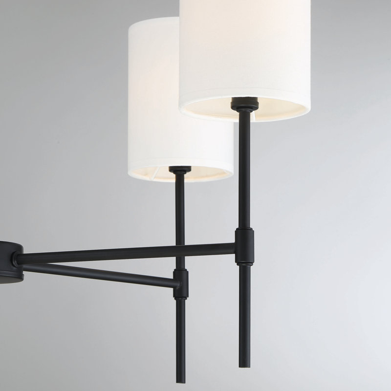 Lustre classique 5 lumières à abat-jour noir mat Millie, Noir mat