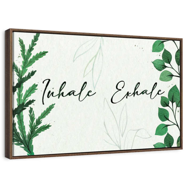 Inhale Exhale Zen II, 46 po x 31 po, Cadre flottant noyer