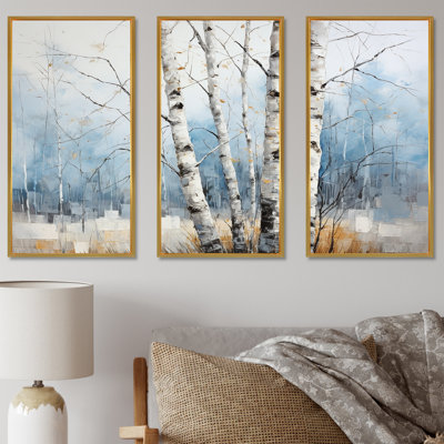 Ensemble de décorations murales White Birch Trees Forest Winter Scenery III - Tree Birch