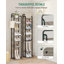 Range-chaussures vertical à 8 niveaux, tour à chaussures étroite, étagère à chaussures haute avec 2 crochets, tablettes réglables, étagères à chaussures de coin pour petits espaces, vestibule, salon, grège-96215938-108890787