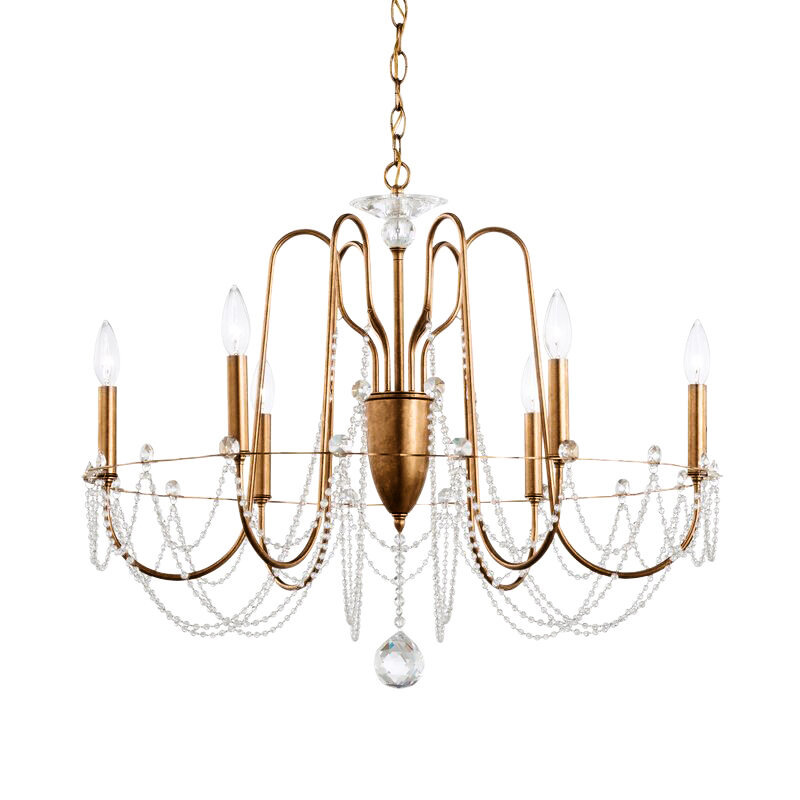 Esmery 6 - Light Classic / Traditional Chandelier, Clear Heritage Crystal, Etruscan Gold
