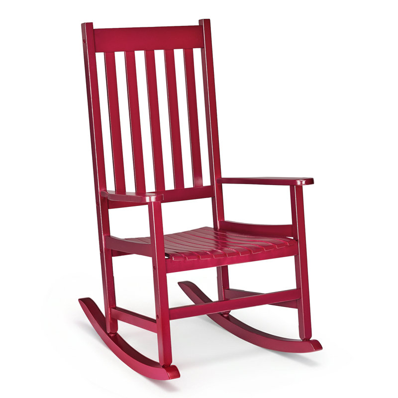 Chaise berçante d'extérieur en bois massif Bello, Rouge