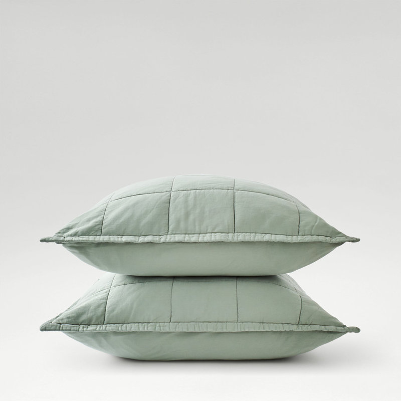 Laundered Cotton Cotton Pillow Sham, Sage