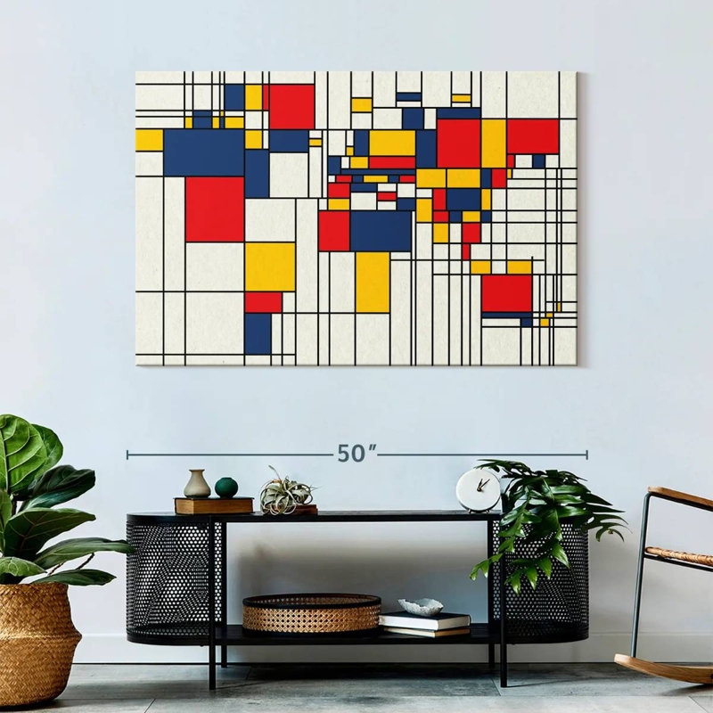 Avery Abstract Squares World Map, 32" H x 48" W