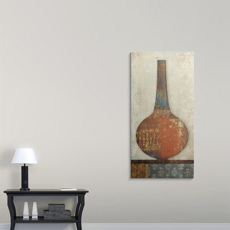 « i », impression Indian Vessel, H 38 po x l 23 po x P 1 po, Cadre noir