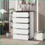 Commode de rangement moderne à 5 tiroirs pour commode, blanc et amp; Noyer | Panneau de particules | Blanc