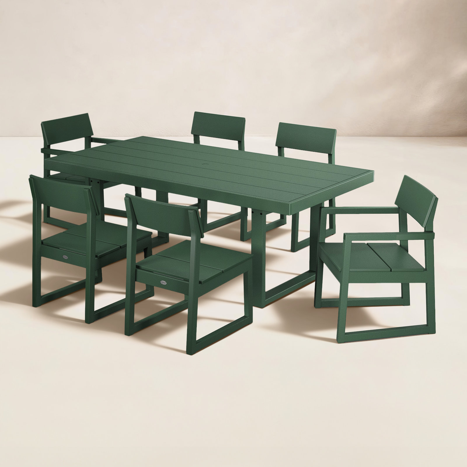 POLYWOOD® Edge 78" Patio Dining Set, Green