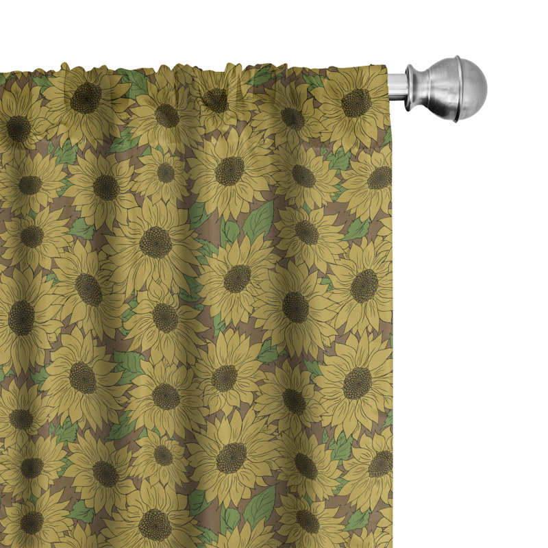 Floral Semi-Sheer Rod Pocket Curtain Panels, 28" x 63"