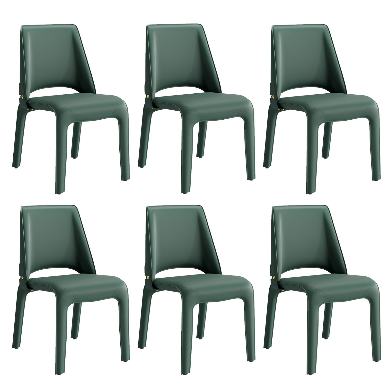 Vannes Vegan Leather Dining Chair, Green, 6, Minimal Assembly Needed