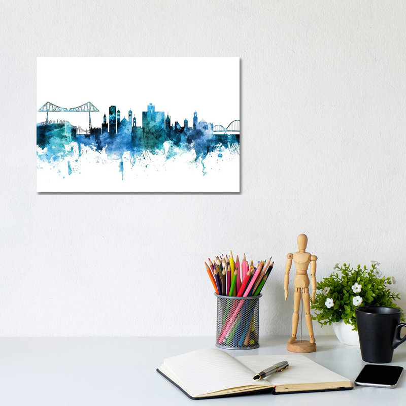 Middlesbrough, England Skyline by Michael Tompsett - Wrapped Canvas Gallery-Wrapped Canvas Giclée, 20.32 cm H x 30.48 cm W