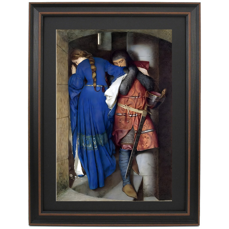 La rencontre sur les escaliers de la tourelle par Frederick William Burton, H 36 po x l 25 po