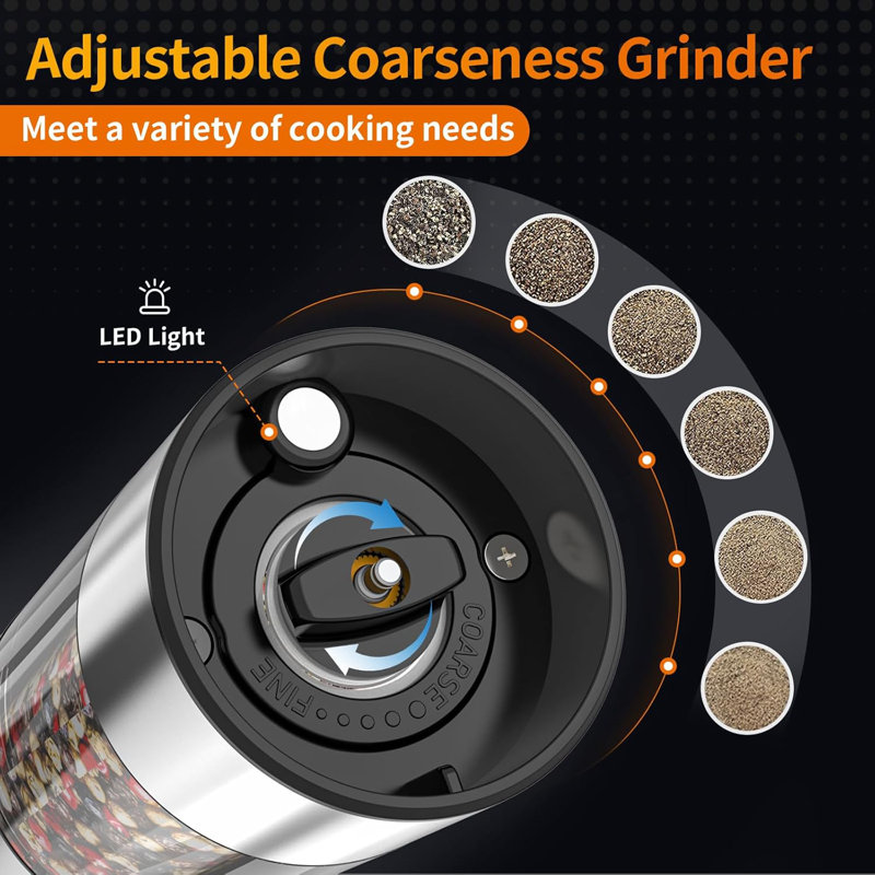 2-pack Electric Salt & Pepper Grinder Silver