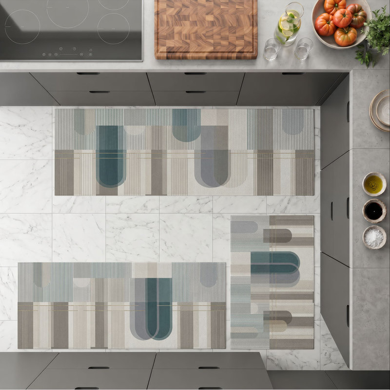 Geometric Stripes Non-Slip Washable Kitchen Mats