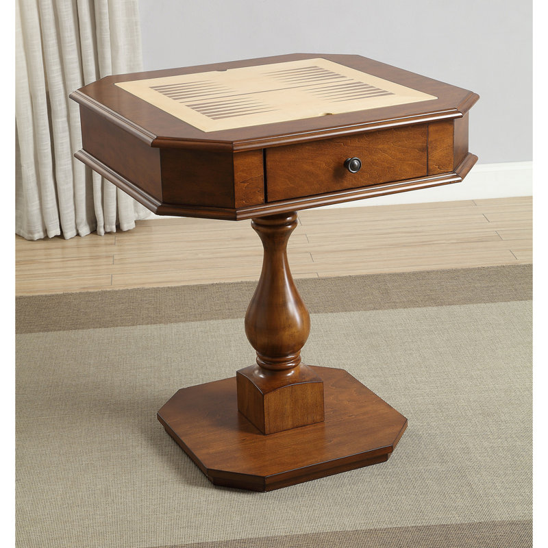 Black Finish Reversible Chess Checker Game Table w/Game Tray (Chess Fingures Not Included), Cherry