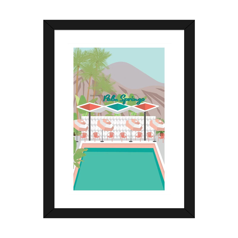 Welcome to Palm Springs par Jen Bucheli - impression encadrée, H 24 po x l 16 po x P 1 po, Papier encadré noir