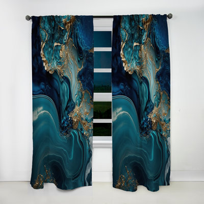 Abstract Geode Turquoise I - Modern Curtain - Velvet Room Darkening - 1 panel
