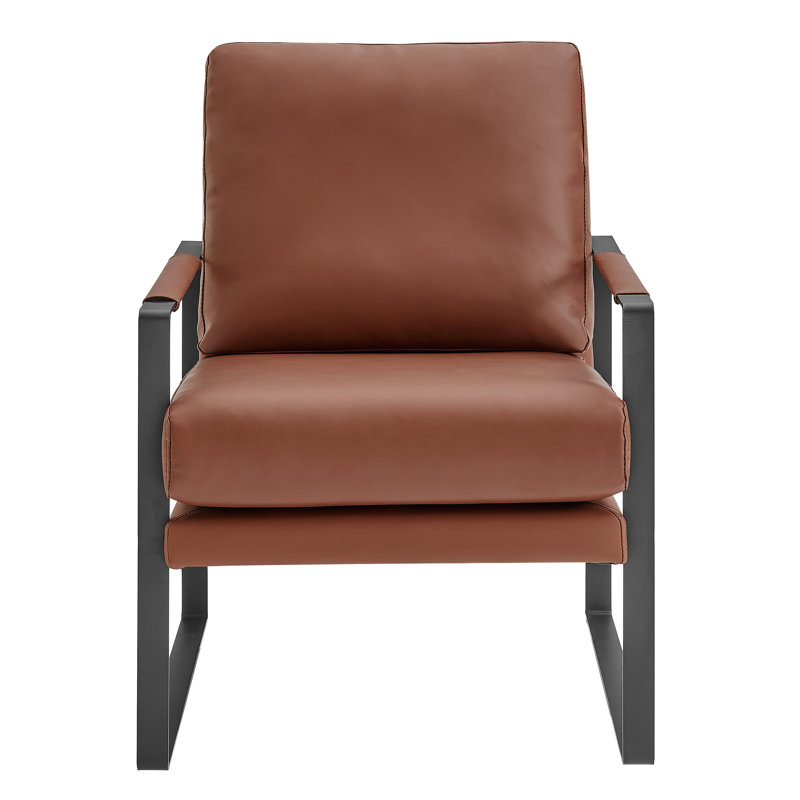 Tosheba Lounge Chair Leatherette With Matte Black Frame, Tosheba Brown Faux Leather