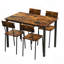 Ensemble de 5 pièces de mobilier de salle à manger moderne en métal et en bois pour 4 personnes, chaises de table de salle à manger