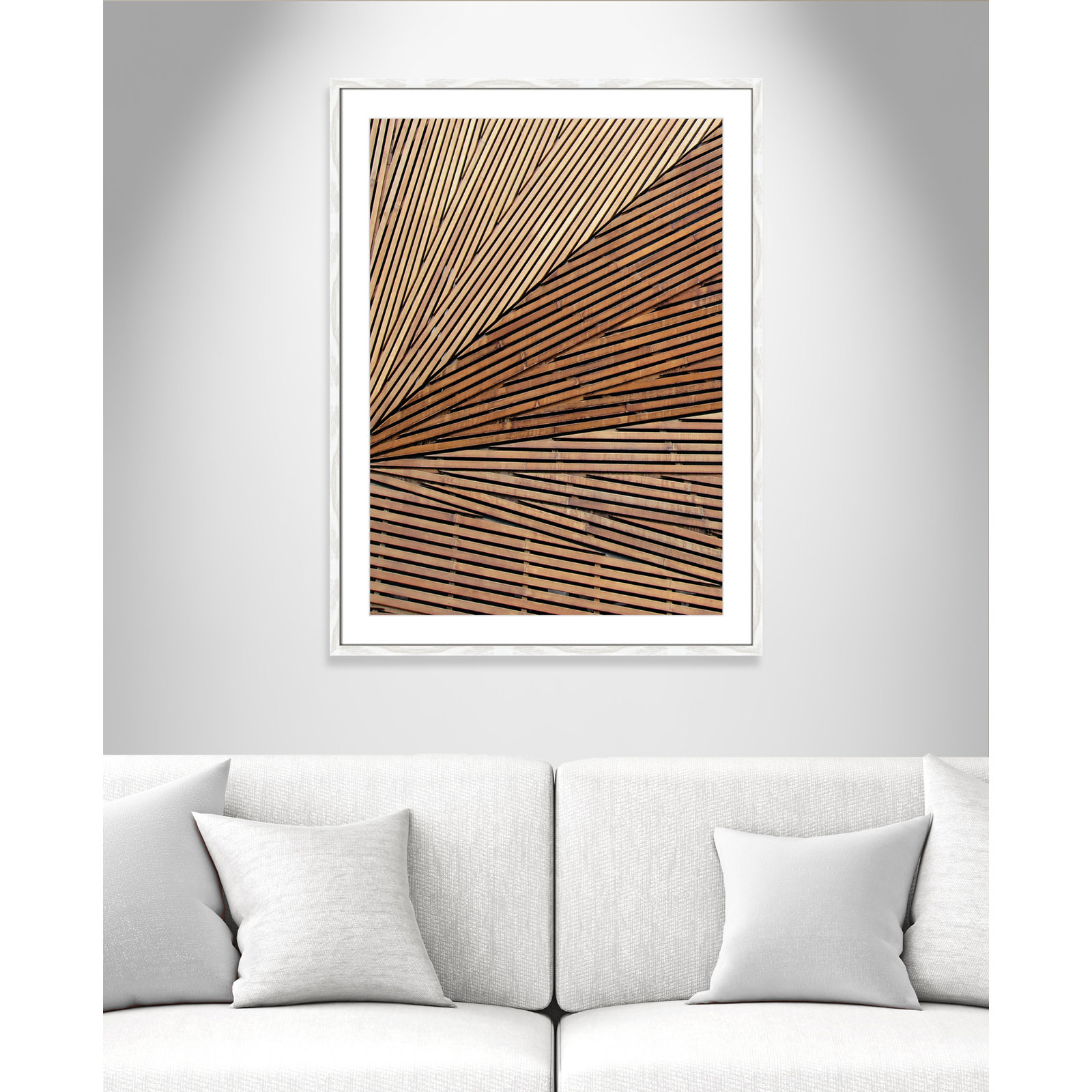 Fayette "Geometric Wood Panel 1" Print, 35.5" H x 25.5" W x 0.75" D, White Wood Grain