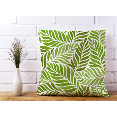 Marceline Green Leaf Floral Square Throw Cushion