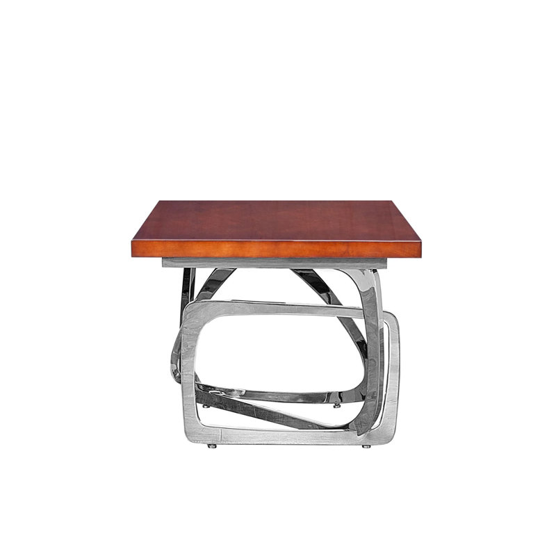 Table de bout en verre, Argent, Brun