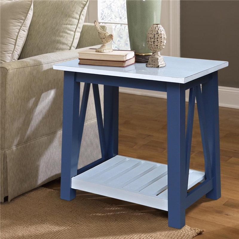 Table de bout Surrey, Dessus de craie antique / base bleue