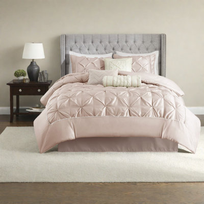 Elegant 7-piece Bedding Sets Polyester, Pleated For Modern Bedroom