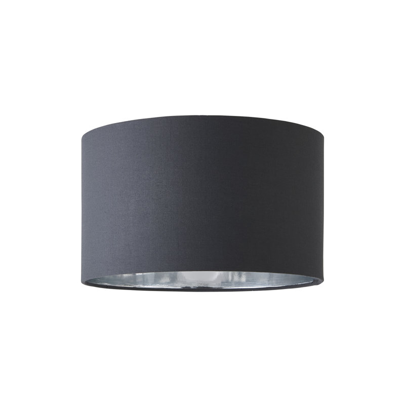 Danelis Linen Blend Drum Lamp Shade ( Slip-On ) in Grey, 15" H x 25" W x 25" D