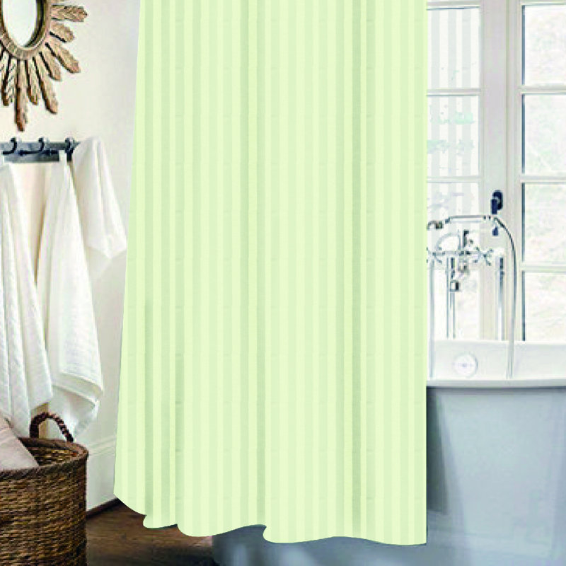Carson Striped Shower Curtain with Hooks Included, 70" H x 72" W, Ivory